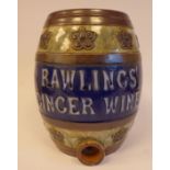 An early 20thC Royal Doulton blue, mottled green and brown glazed stoneware promotional wine barrel,
