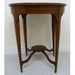 An Edwardian mahogany occasional table with satinwood string inlaid border ornament,