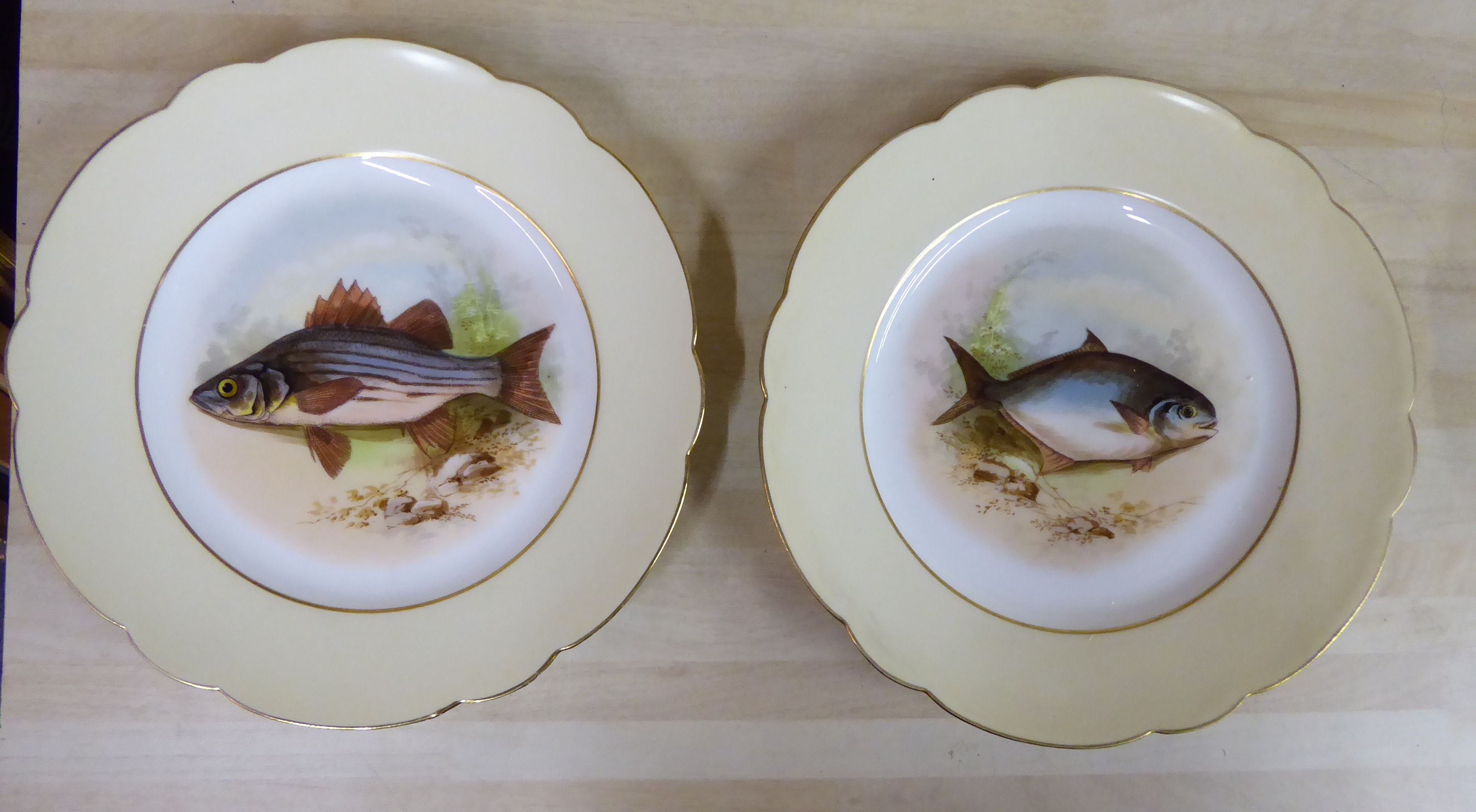 A late 19th/early 20thC Delinieres Co (D&Co) Limoges porcelain fish service, - Image 6 of 16