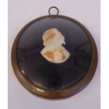 A mid 19thC shell carved cameo profile portrait,