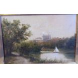 J Lewis - 'The Thames at Richmond' with the Star and Garter Home beyond oil on canvas bears a