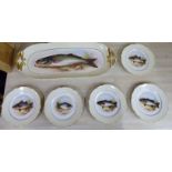 A late 19th/early 20thC Delinieres Co (D&Co) Limoges porcelain fish service,