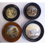 Five Prattware pots, the lids respectively featuring 'The New Jetty Pier,