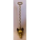 A Victorian cast brass door porter, fashioned as a fox's head,
