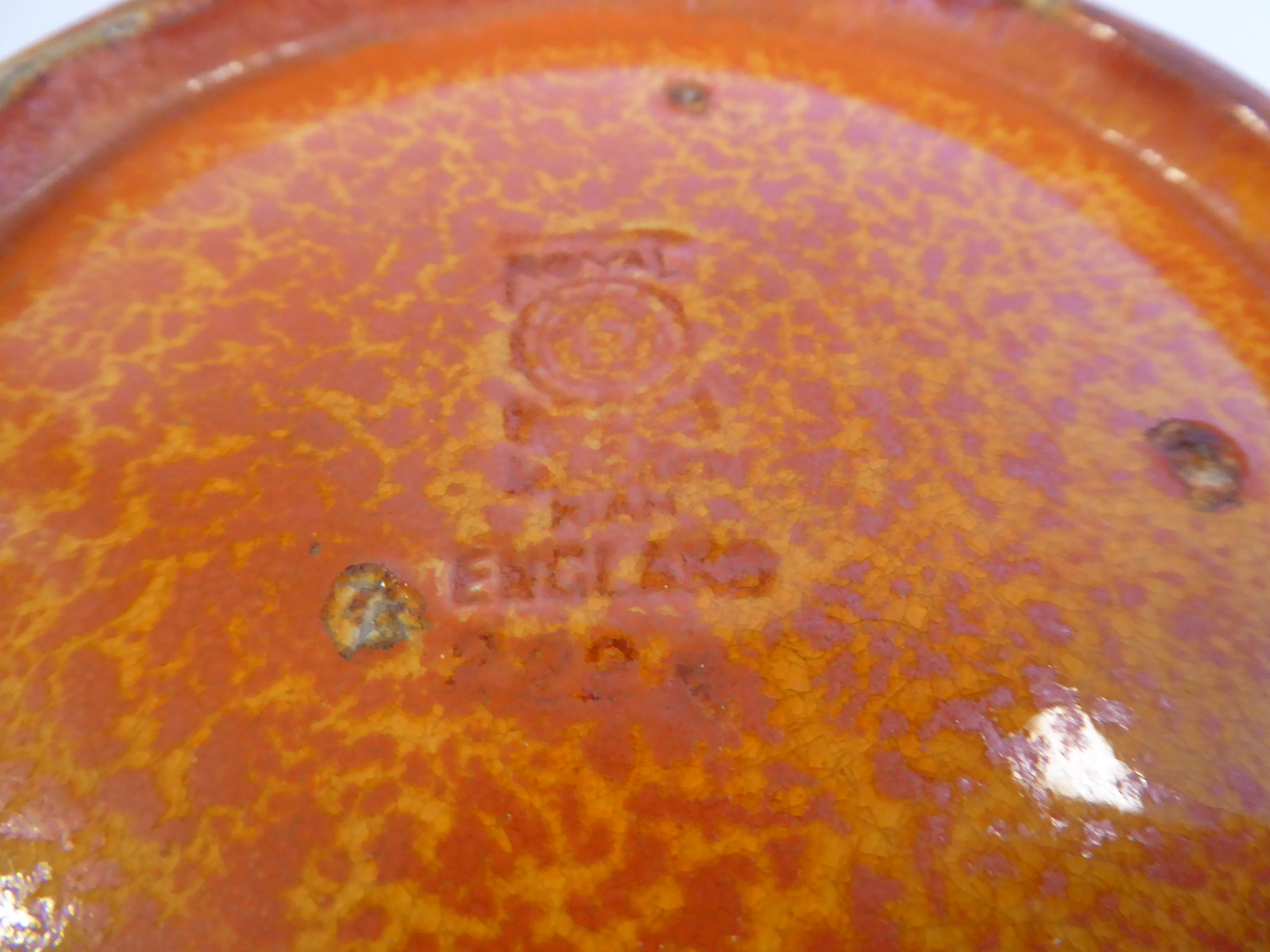 A Royal Lancastrian sponged and streaky orange glazed, - Image 10 of 10