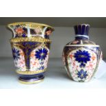 Two miniature Royal Crown Derby bone china vases,