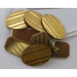 Two similar pairs of gold coloured metal tablet and chain cufflinks 11