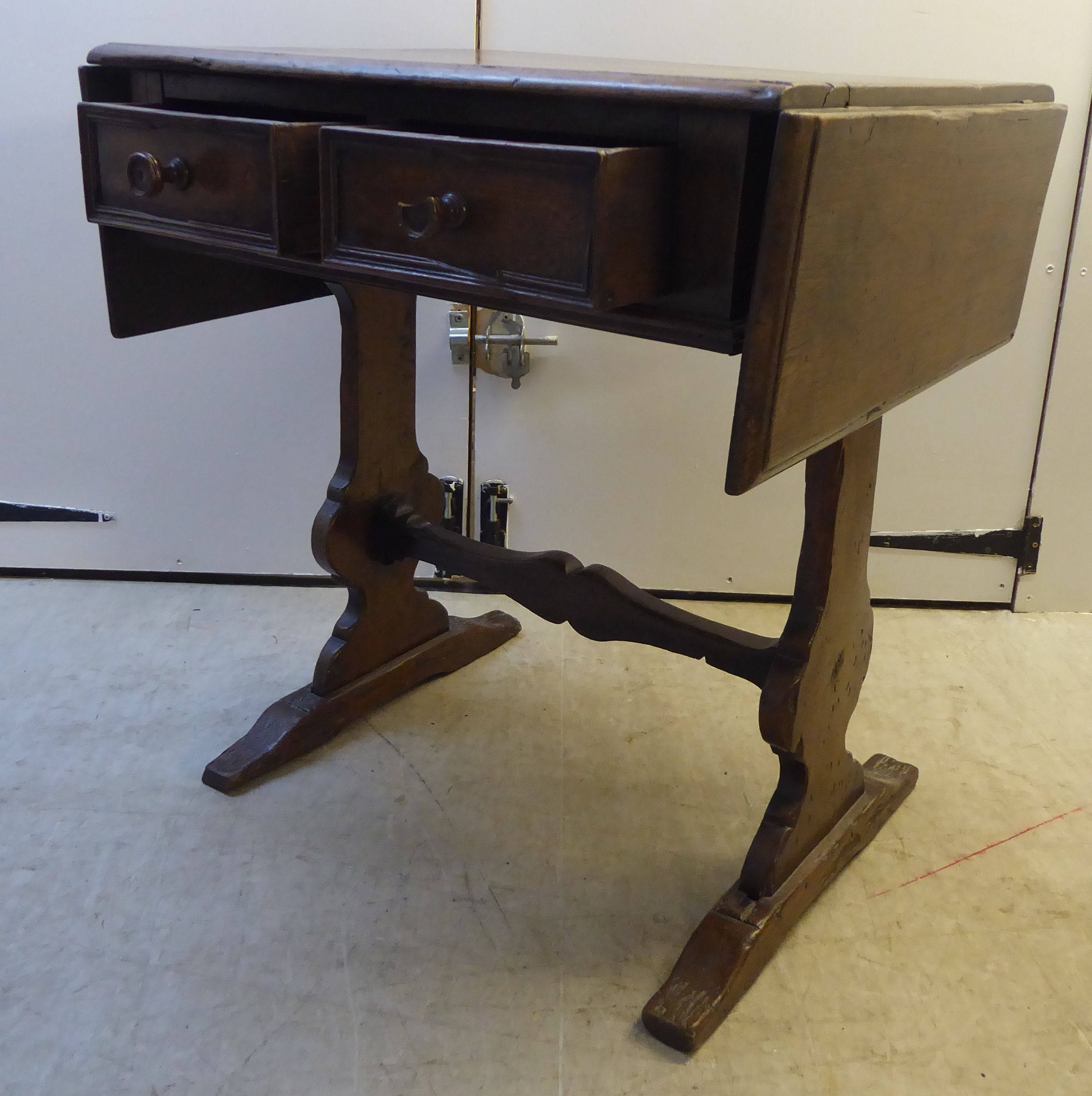 A reproduction of an 18thC country made oak Pembroke design table, - Image 3 of 7