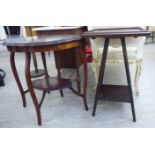 A 1920s mahogany occasional table, the tray top raised on turned, splayed legs,