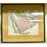 An early 18thC Christoph Weigel coloured map from 'Arabie Veteris Typus' 12'' x 14'' framed