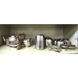 Silver plated tableware: to include a three piece tea set comprising a teapot,