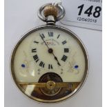 A Hebdomes Patent silver cased pocket watch, the 8 day movement with a visible escapement,