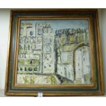 20thC Continental School - castle ruins oil on board 27'' x 29'' framed HSR