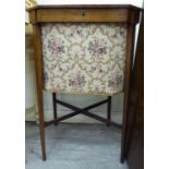 A mid 19thC satinwood string inlaid and crossbanded mahogany sewing table,