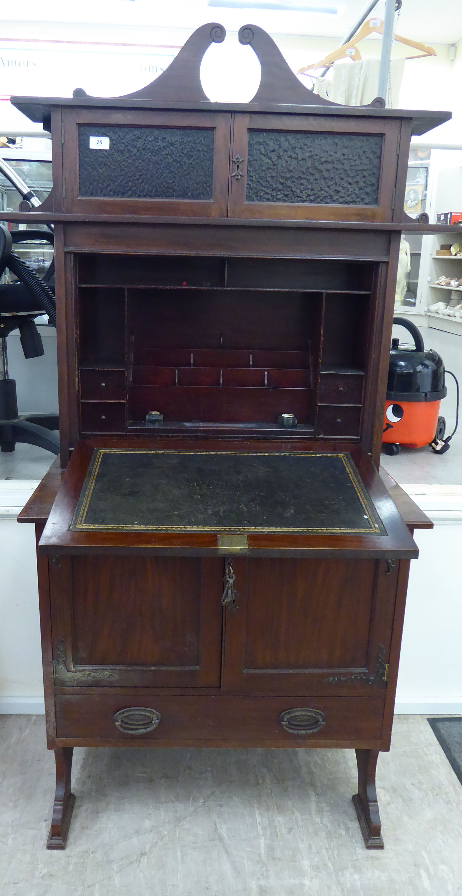 An early 20thC mahogany and faux rosewood desk, - Image 2 of 2