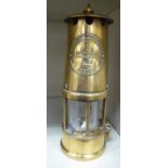 An M&Q Eccles miner's brass lamp, No.