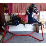 A 'vintage' Mobo painted pressed steel nursery horse, on a sprung,