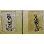 ER Shepard - two similar figure studies, sketches of young people pen & ink bearing signatures 7.