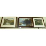 Pictures: to include a Highland river scene watercolour 10'' x 13'' framed T0S8