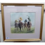 Rodney Brown - 'Close Finish' watercolour bears a signature 9'' x 10'' framed HRSF
