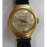 A lady's Corranade 9ct gold elongated, octagonal cased wristwatch,