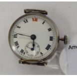 A lady's 'antique' round silver cased wristwatch,
