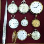 Seven various pocket watches: to include two silver cased; and an instrument panel timepiece,