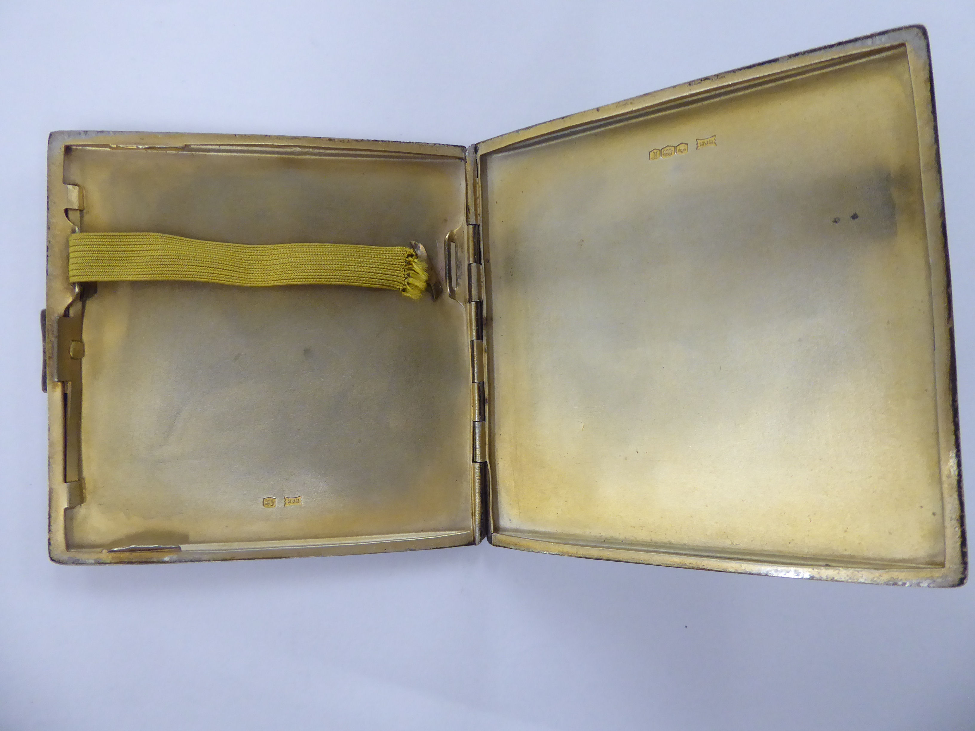 A silver folding cigarette case with Art Deco inspired decoration, - Image 2 of 2