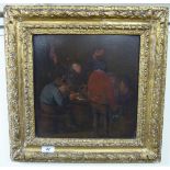 18thC Dutch School - a tavern interior scene with standing figures and others seated around a
