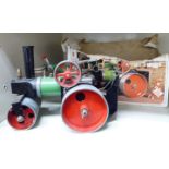 A Mamod live steam model road roller in green,