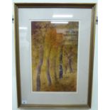 Attributed to Gabrielle Belloc - a woodland scene pastel bears a label verso 19'' x 12.