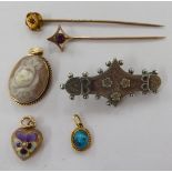 Jewellery: to include a cameo pendant and stickpins 11