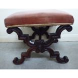 A late Regency, rosewood framed stool,
