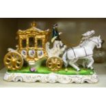 A 20thC Dresden china model, a ceremonial coach, drawn by a pair of white horses 7.