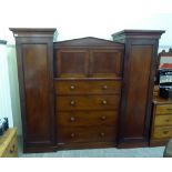 A late Victorian gentleman's mahogany dressing room compactum, comprising a painted,