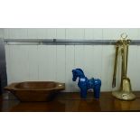 A mixed lot: to include a blue glazed pottery model of a standing horse 10''h CA