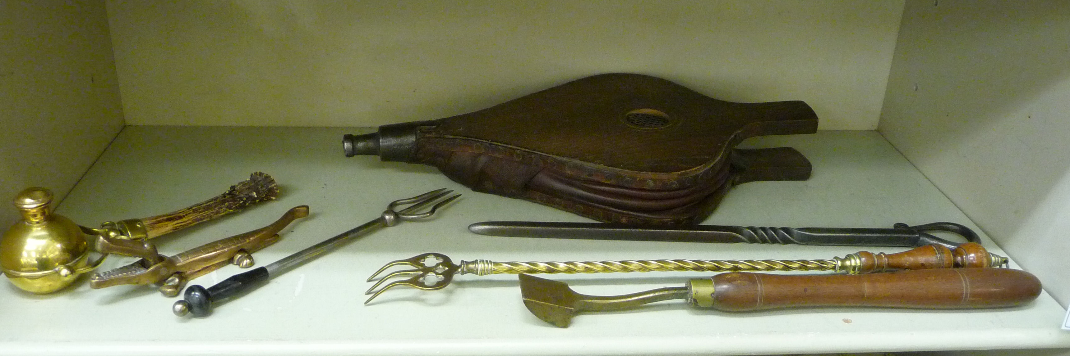 19thC and later artisan and other handtools: to include a brass implement, inscribed Russel & Co,