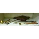 19thC and later artisan and other handtools: to include a brass implement, inscribed Russel & Co,