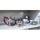 Silver plated tableware: to include a three piece tea set comprising a teapot,