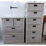 A modern washed cream coloured pine framed chest,