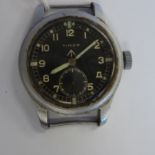 A 1940s Timor stainless steel cased military issue wristwatch stamped WWK 12389 42289,