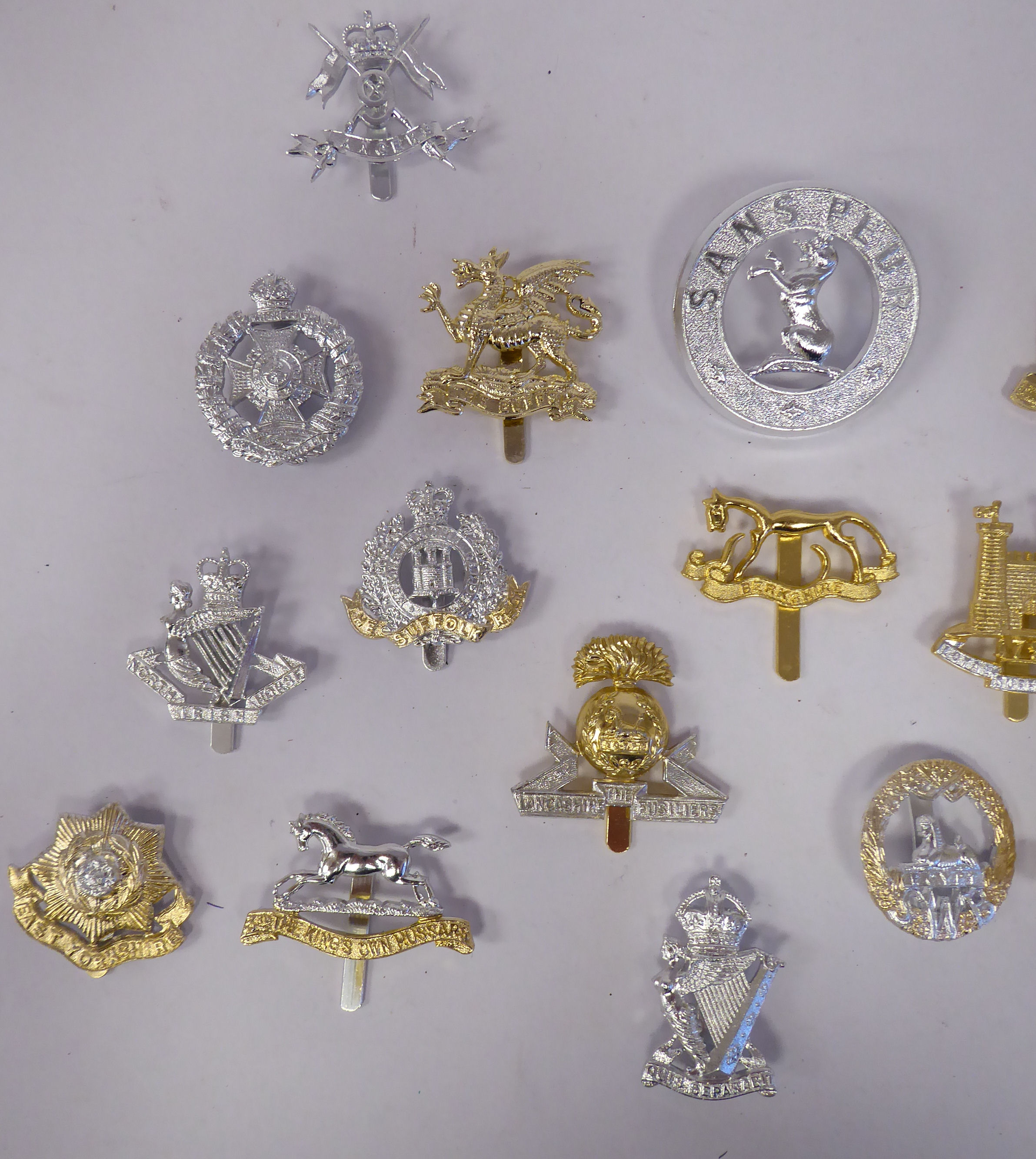 Sixteen Staybright regimental badges, some copies: to include Scottish, - Image 3 of 5