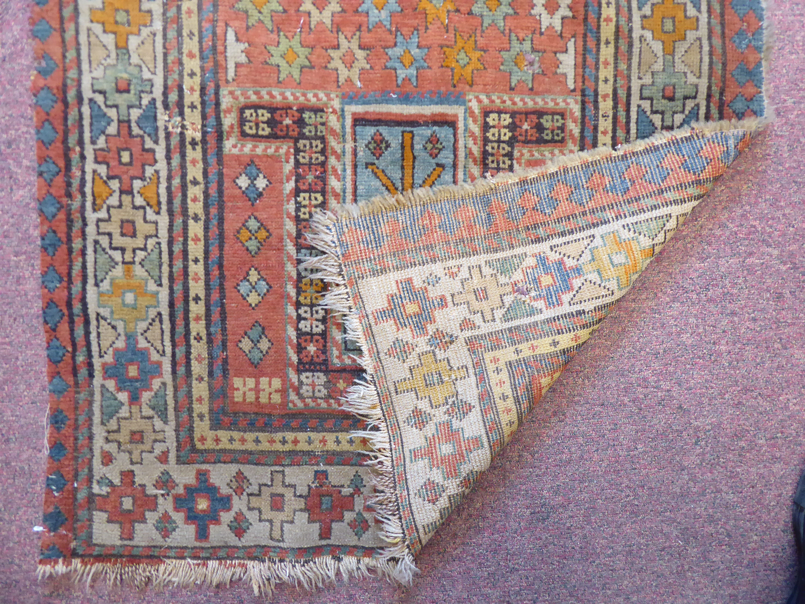 A 19thC Turkish prayer rug, decorated with stars, - Image 7 of 7