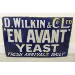 An enamelled steel, white on blue advertising sign 'D Wilkin & Co Ltd.