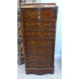 A late 19th/early 20thC French kingwood veneered, satinwood string inlaid and gilt metal mounted,