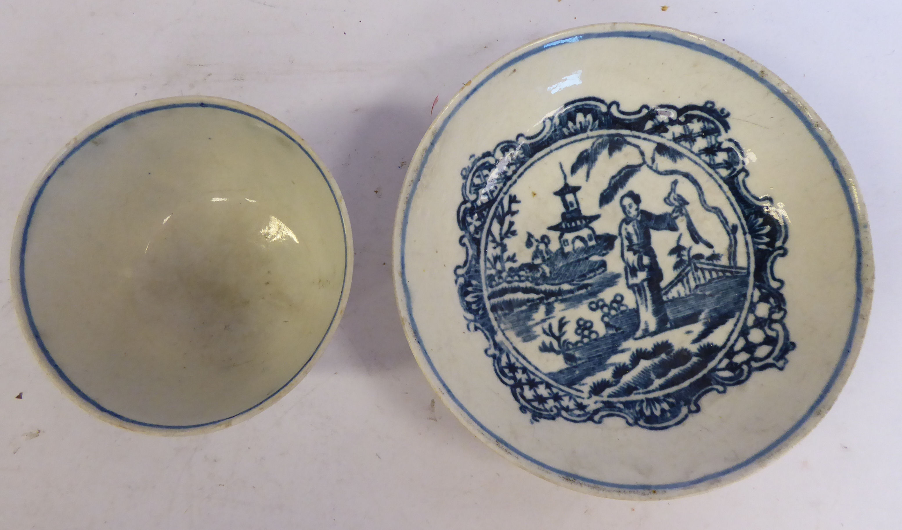 A late 18thC Liverpool (Peningtons) porcelain tea bowl and saucer, - Image 5 of 6