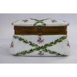 A late 19thC Continental porcelain trinket box of square,