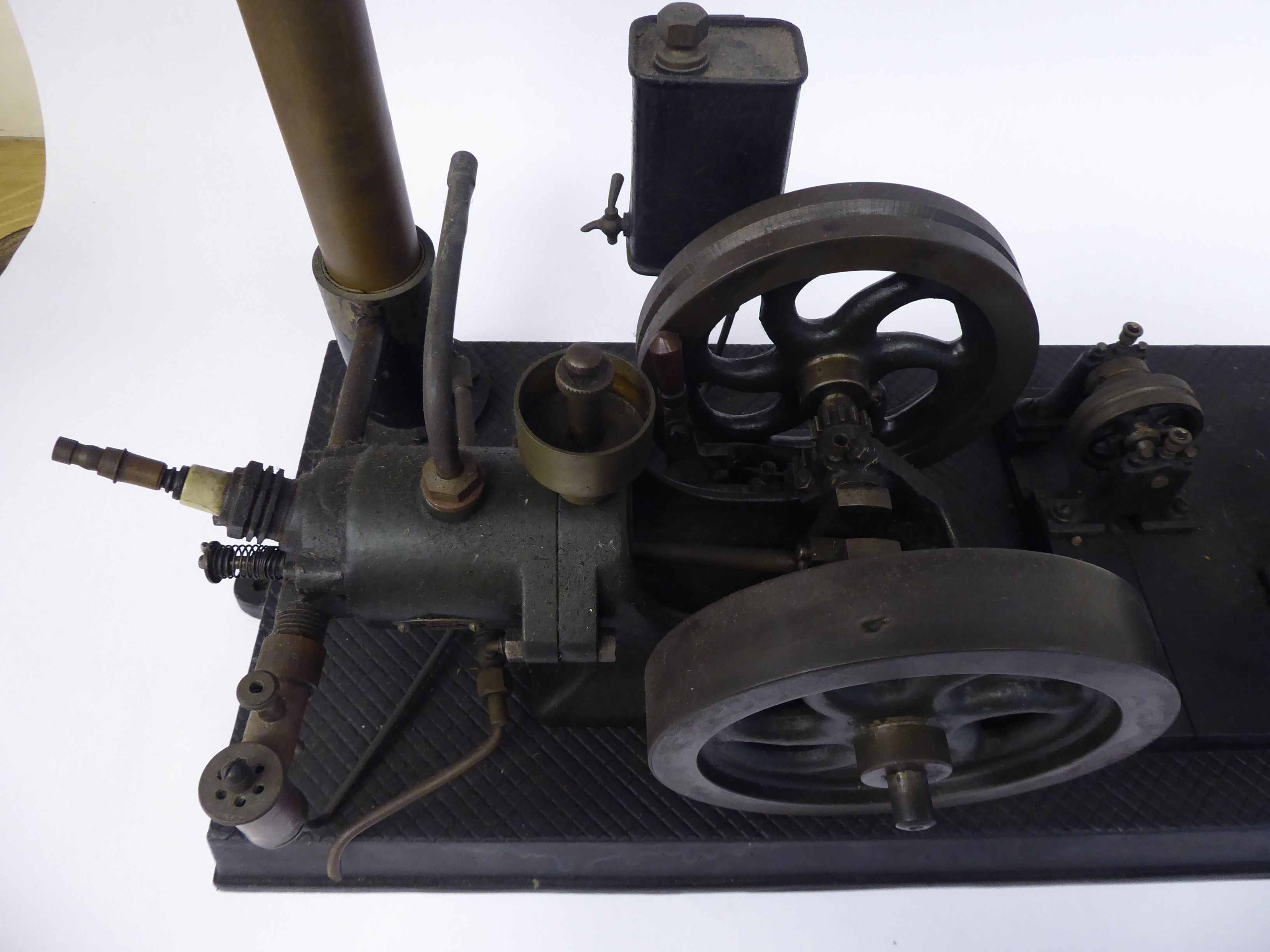 An early 20thC K Charsley of Slough black and green painted iron and steel model stationary, - Image 3 of 7