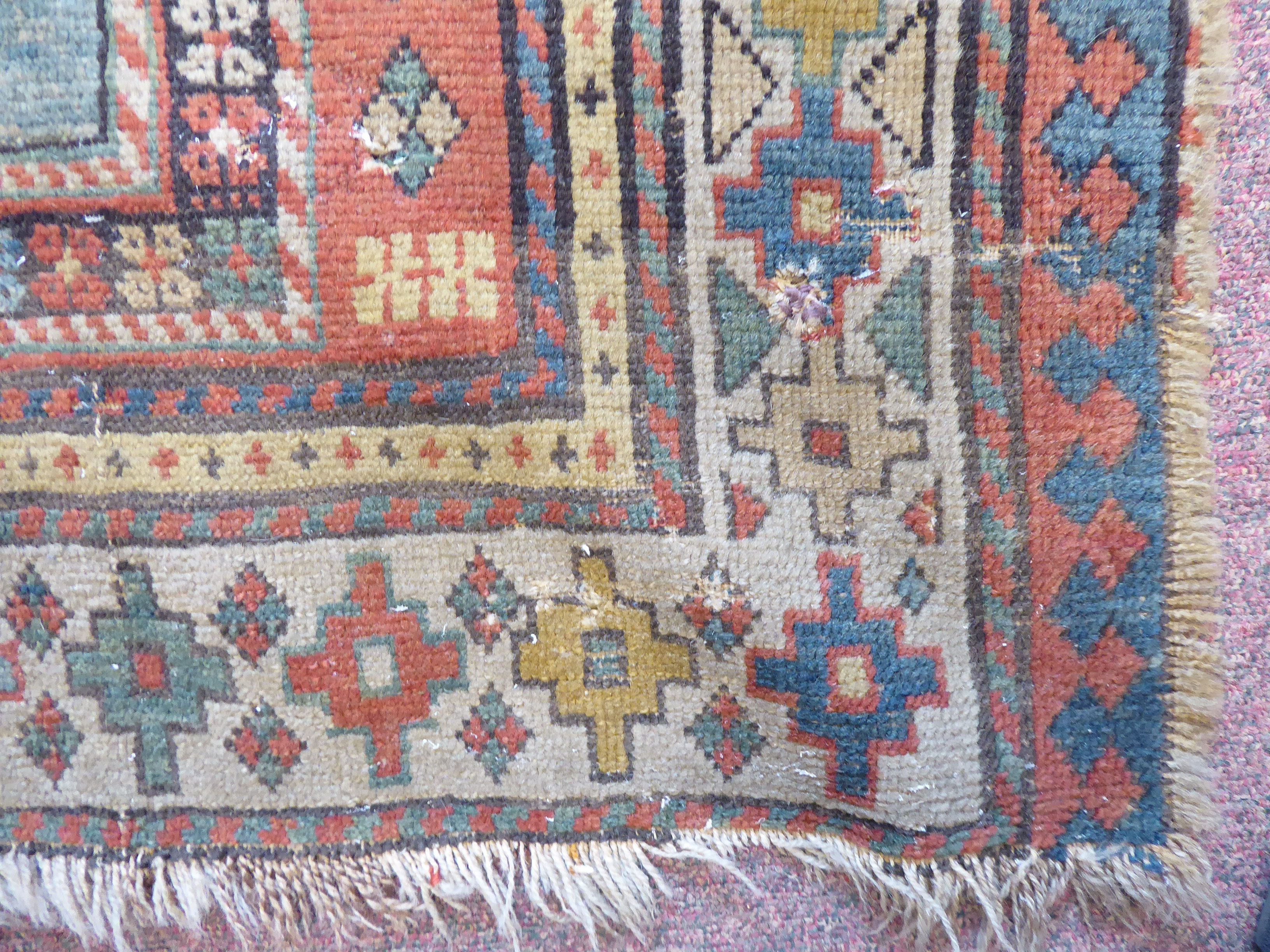 A 19thC Turkish prayer rug, decorated with stars, - Image 4 of 7