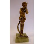 A cast gilt bronze statue, Bacchus, on a tapered column and a square,